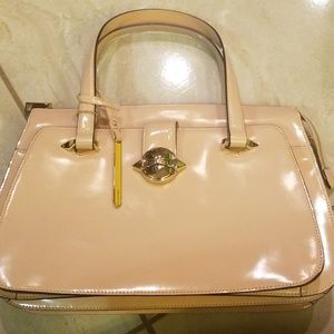 Cromia Nude Patent Leather Purse with Gold Details